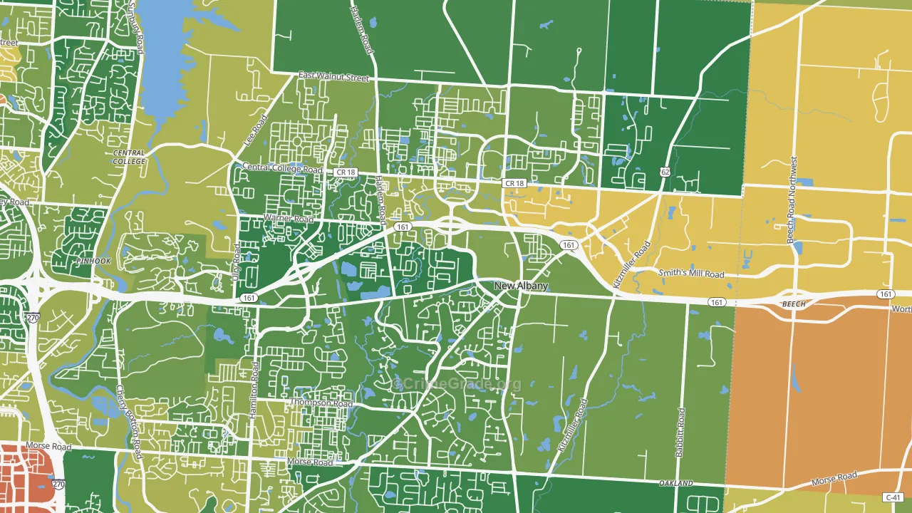 New Albany, OH Map of Assault Rates