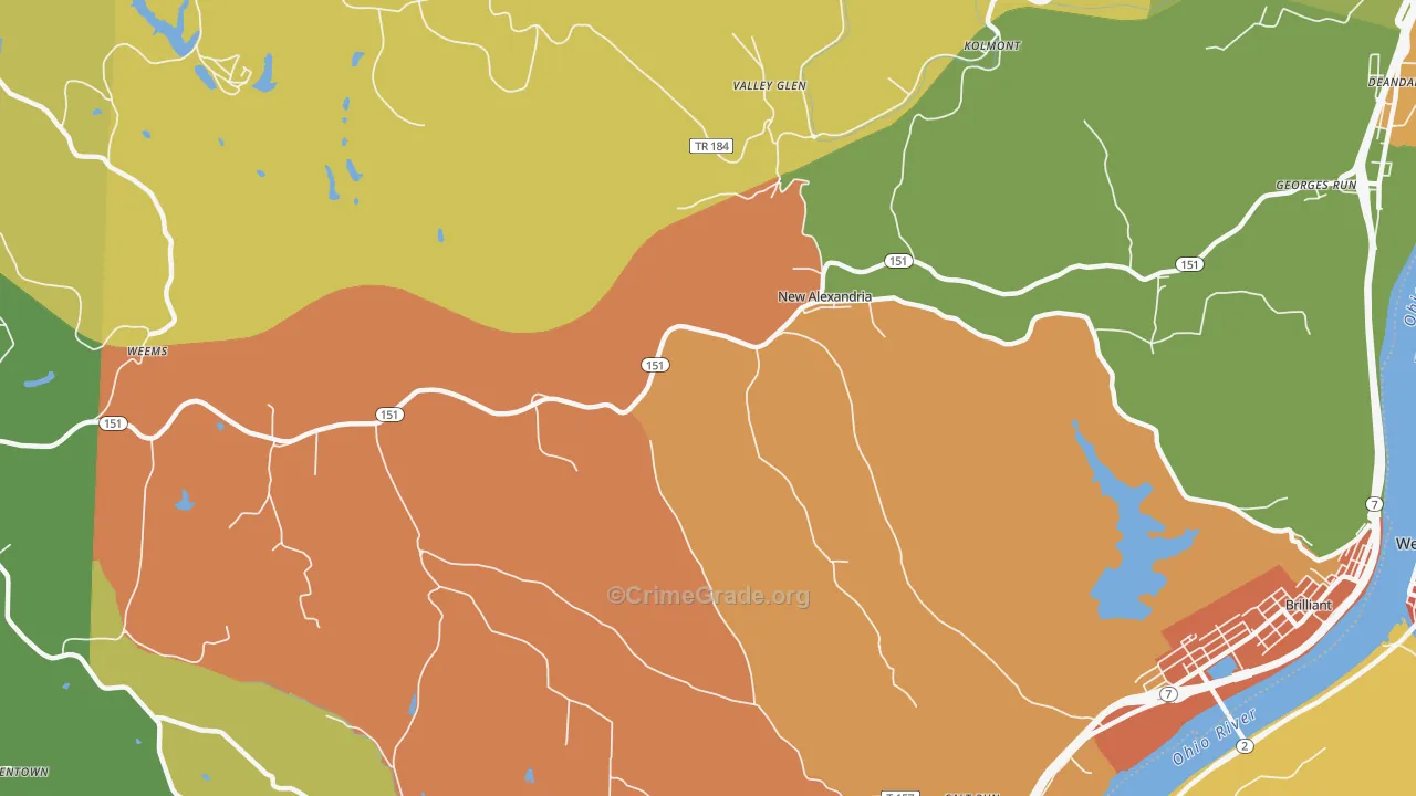 New Alexandria, OH Map of Assault Rates