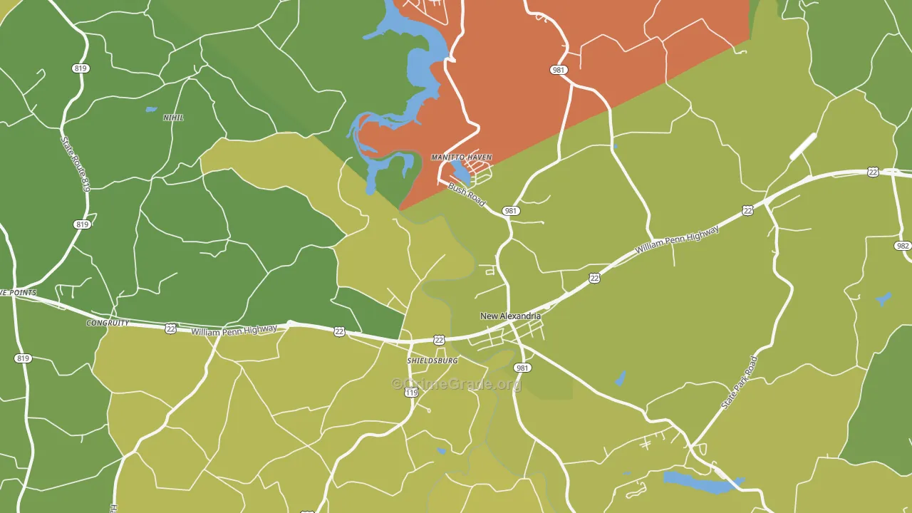 New Alexandria, PA Map of Assault Rates