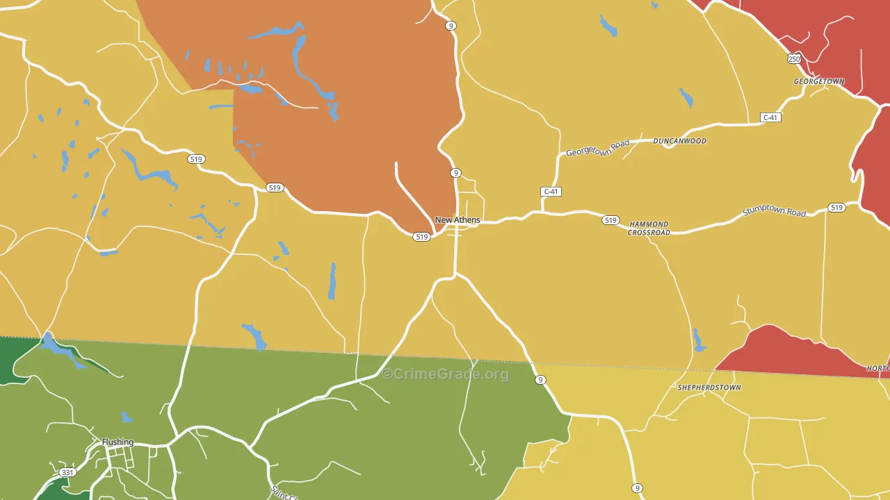 New Athens, OH Map of Assault Rates