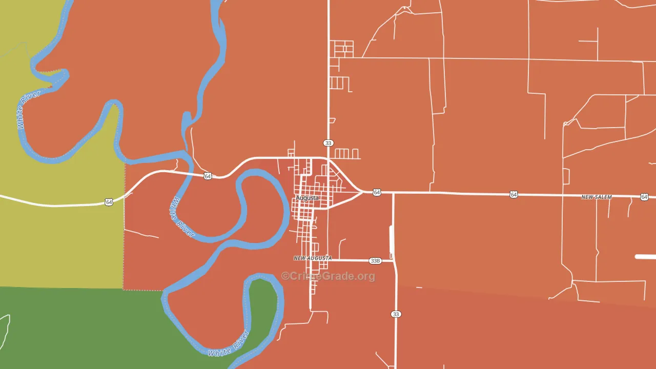 New Augusta, AR Map of Assault Rates