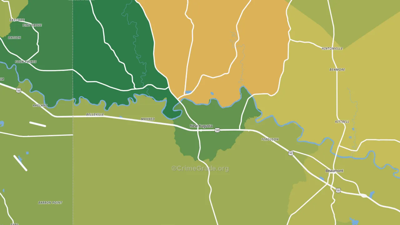 New Augusta, MS Map of Assault Rates