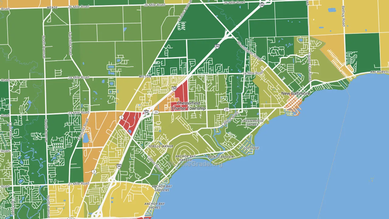 New Baltimore, MI Map of Assault Rates