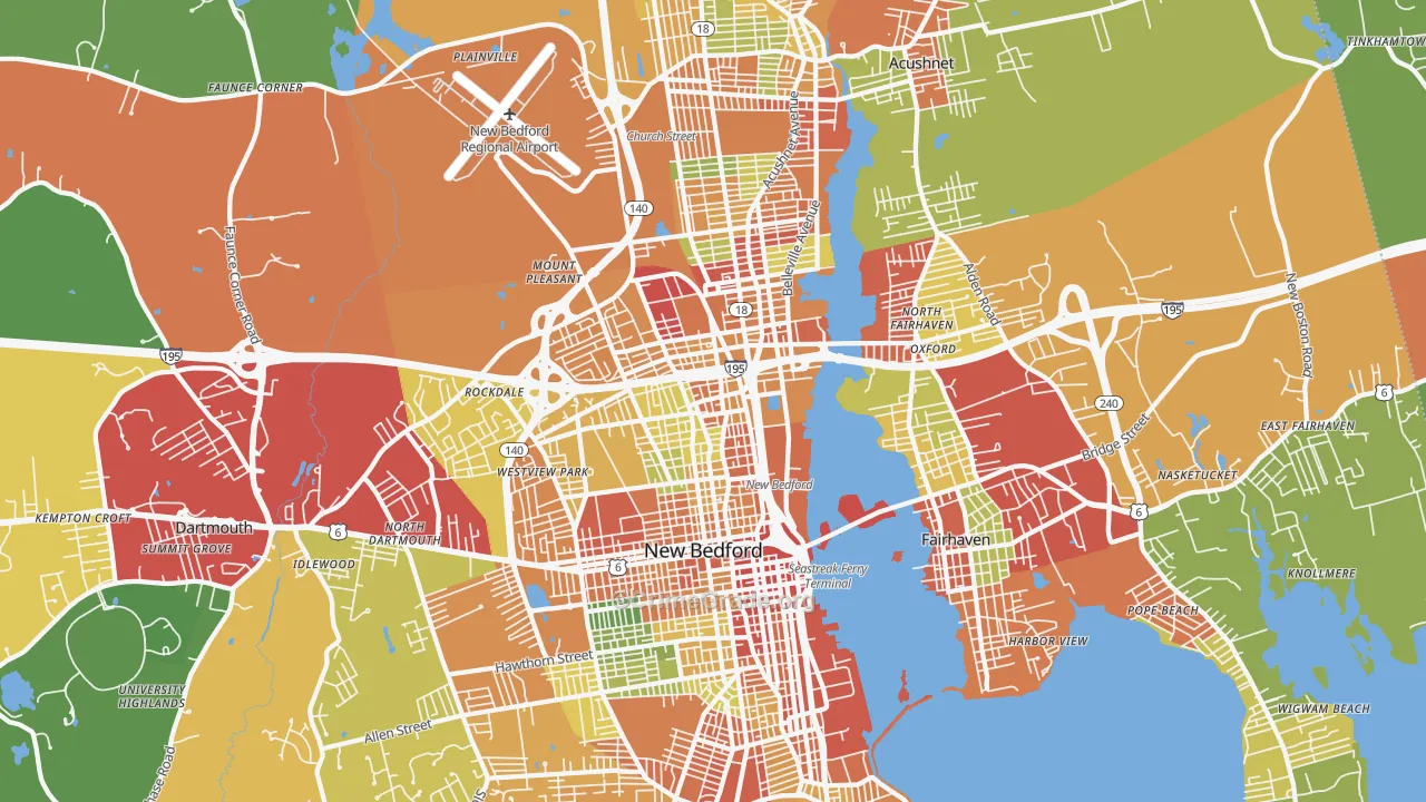 New Bedford, MA Map of Assault Rates