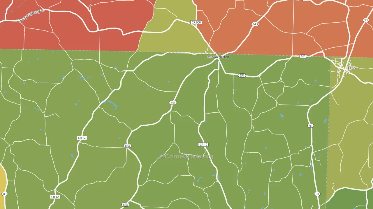 New Bedford, OH Map of Assault Rates