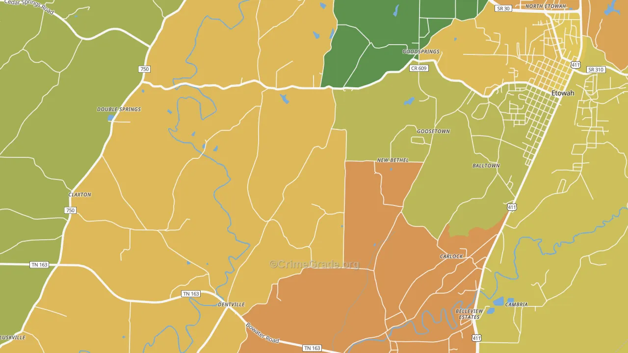 New Bethel, TN Map of Assault Rates