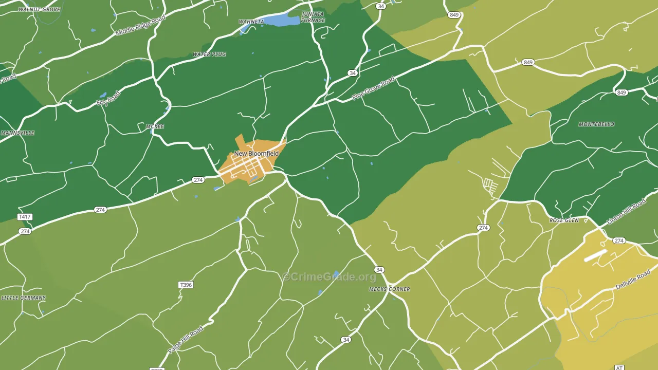 New Bloomfield, PA Map of Assault Rates