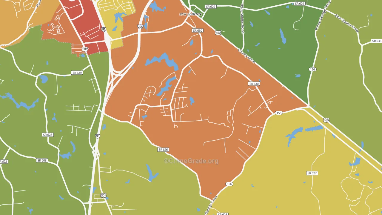 New Bohemia, VA Map of Assault Rates
