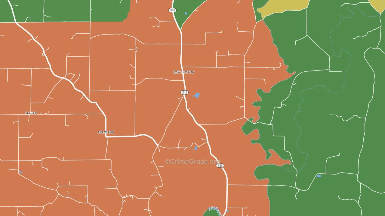 New Boston, IN Map of Assault Rates