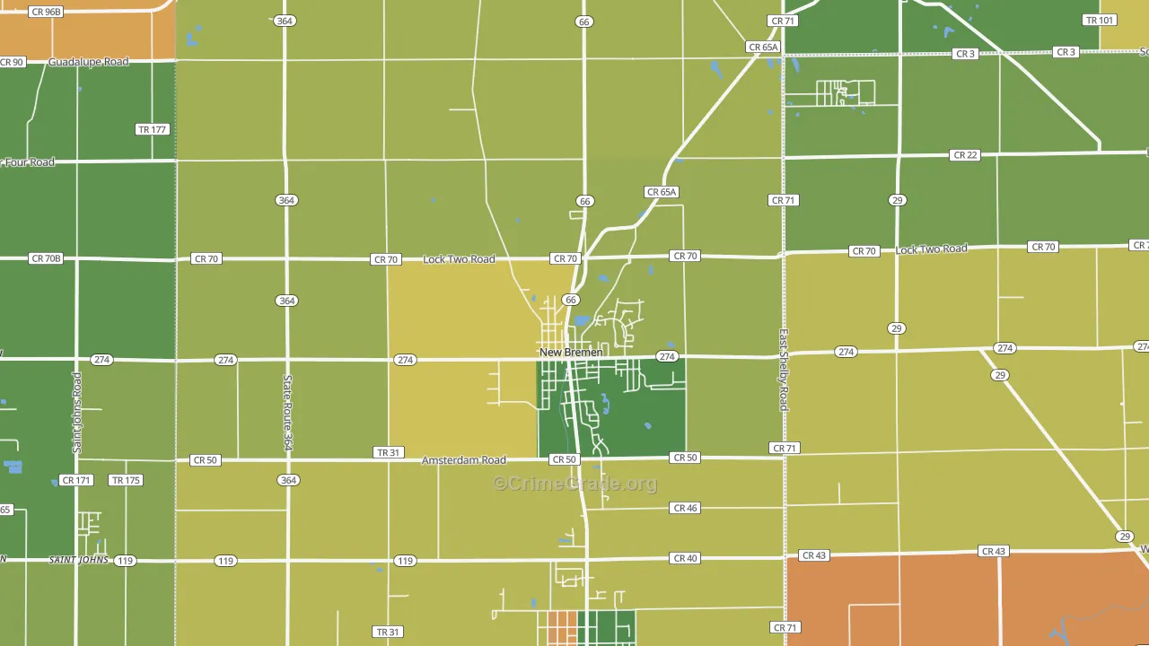 New Bremen, OH Map of Assault Rates