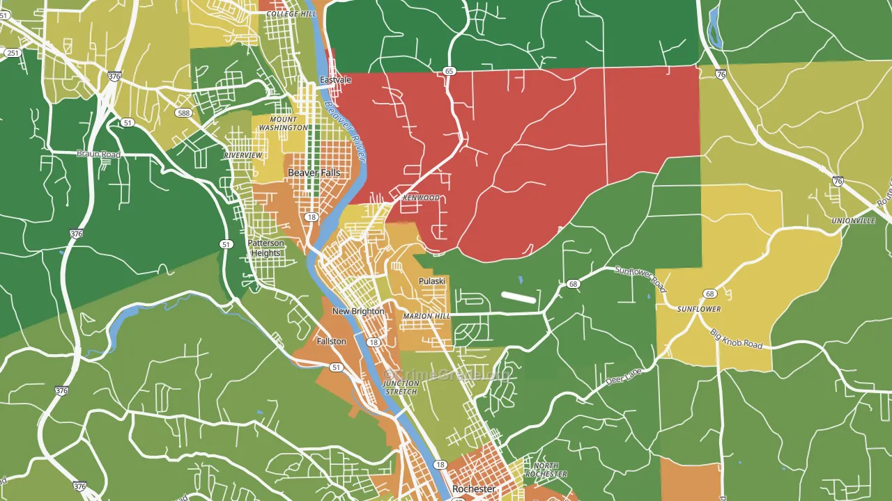 New Brighton, PA Map of Assault Rates
