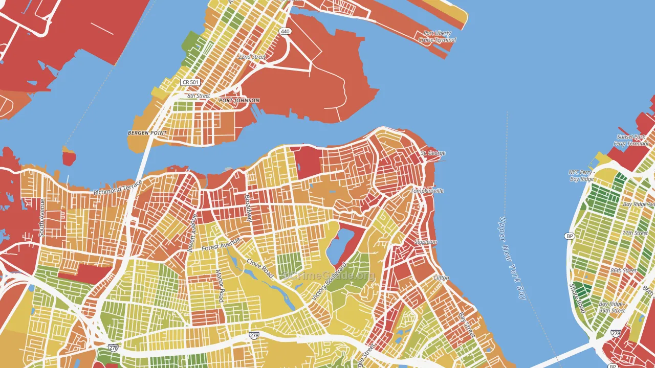 New Brighton, Staten Island, NY Map of Assault Rates