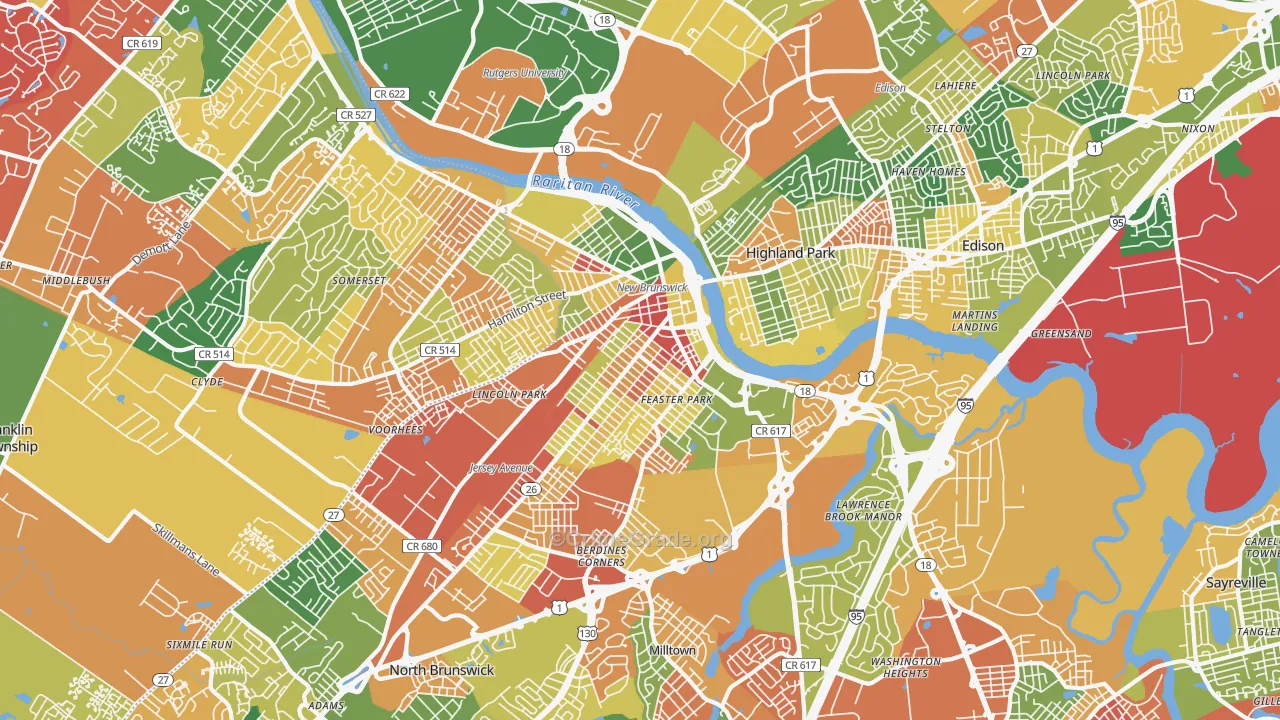 New Brunswick, NJ Map of Assault Rates