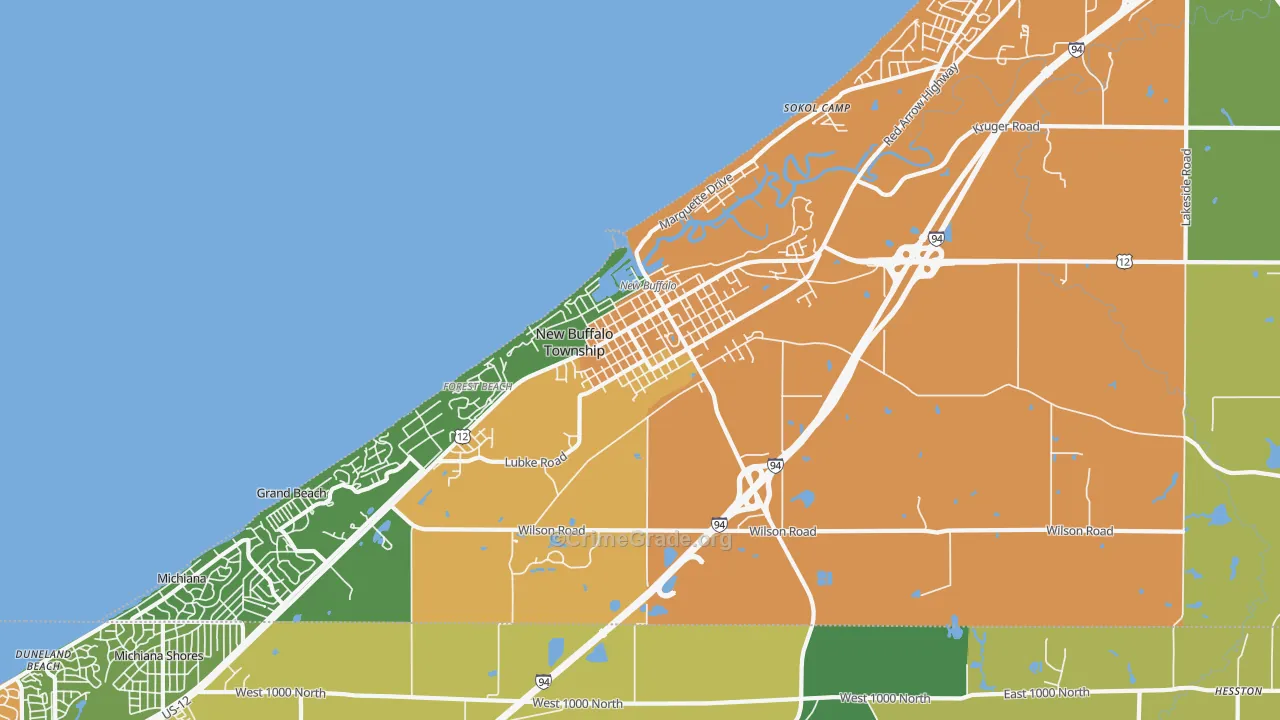 New Buffalo, MI Map of Assault Rates