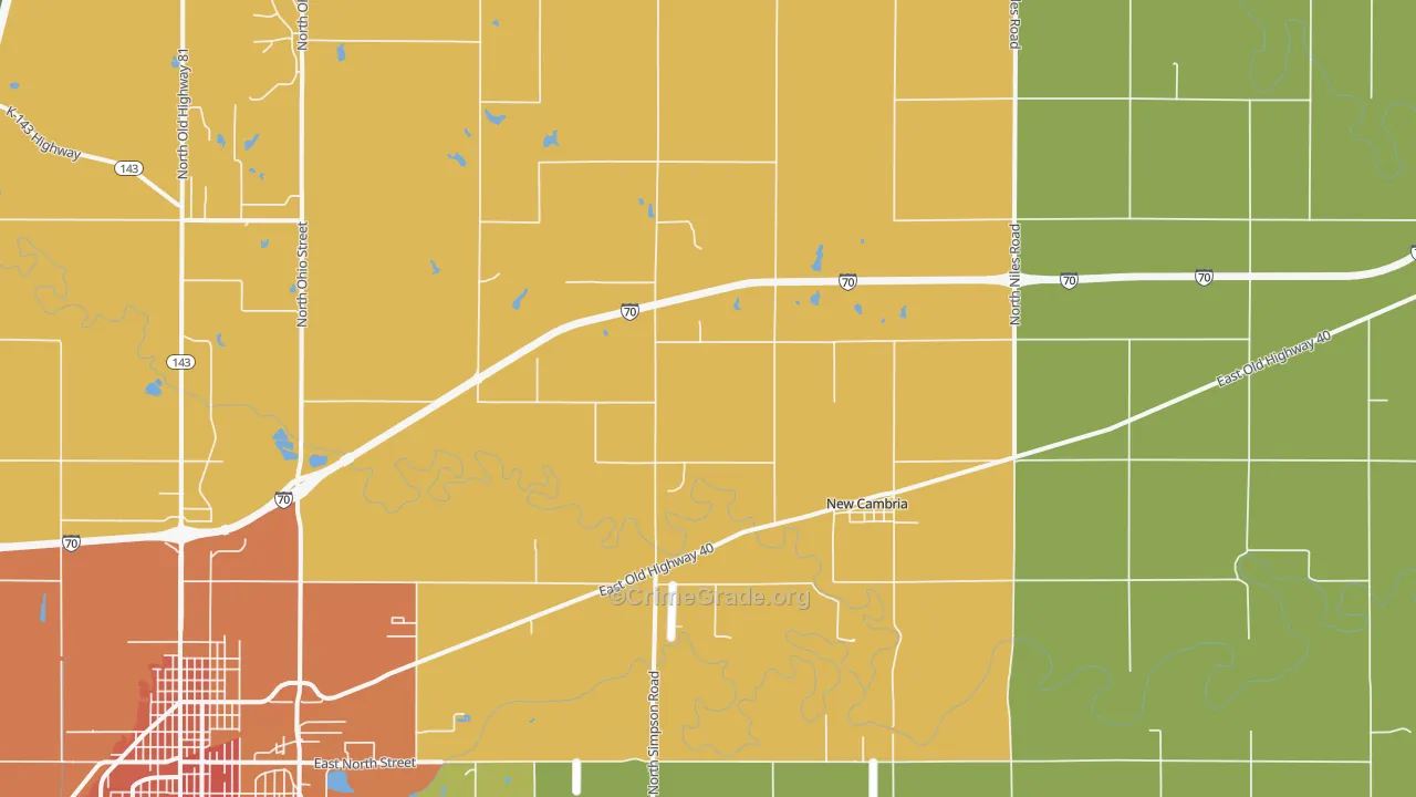 New Cambria, KS Map of Assault Rates