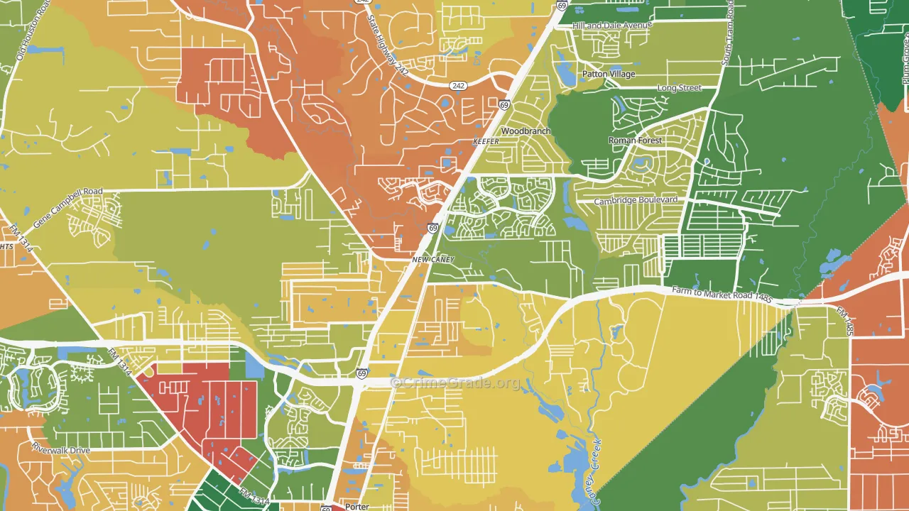 New Caney, TX Map of Assault Rates