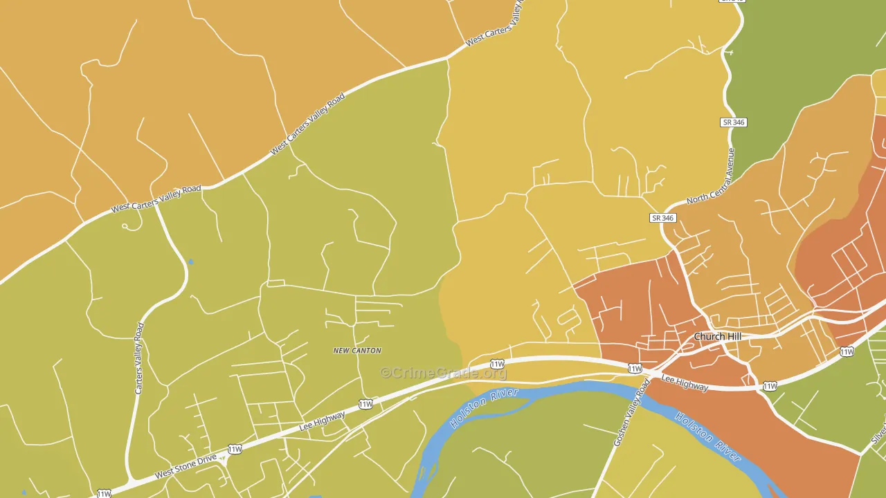 New Canton, TN Map of Assault Rates