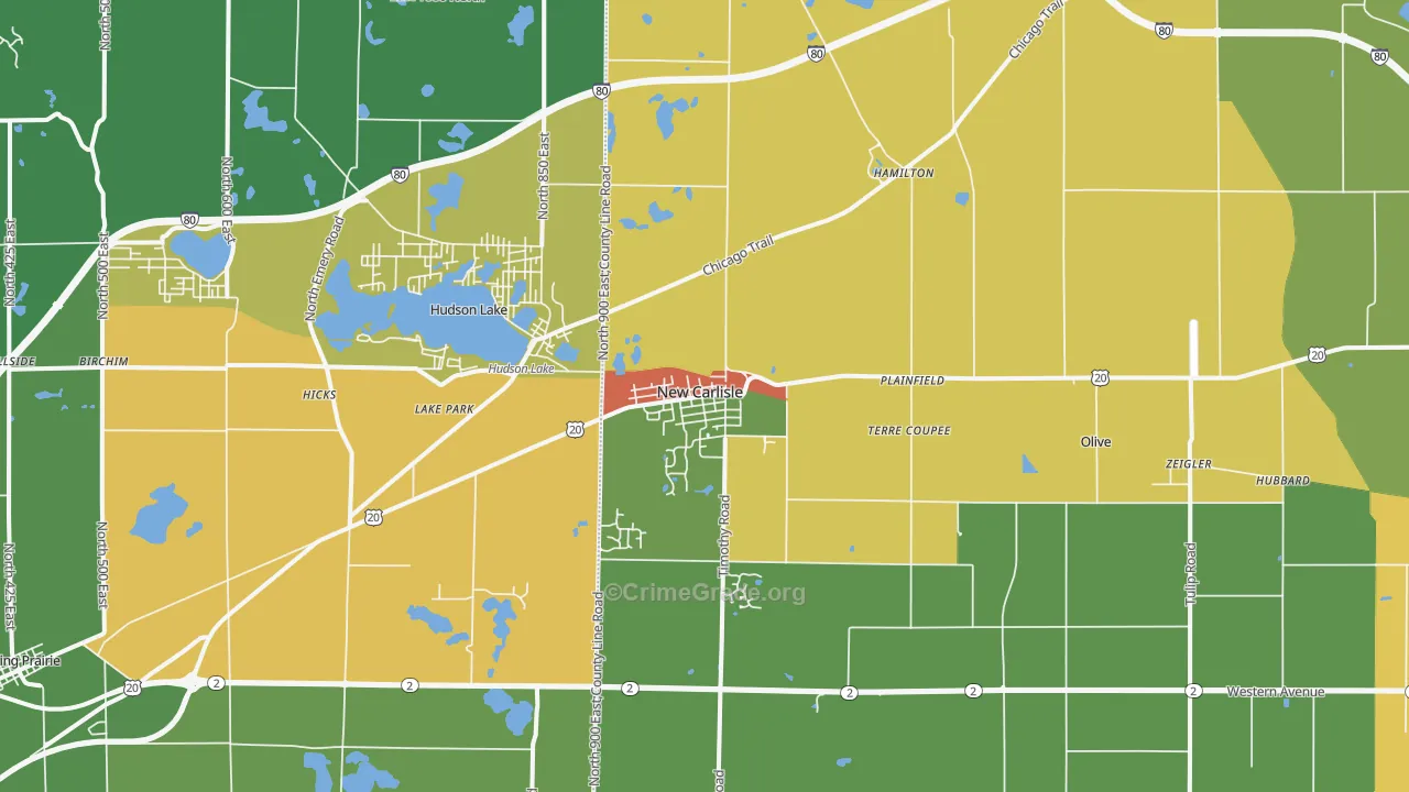 New Carlisle, IN Map of Assault Rates