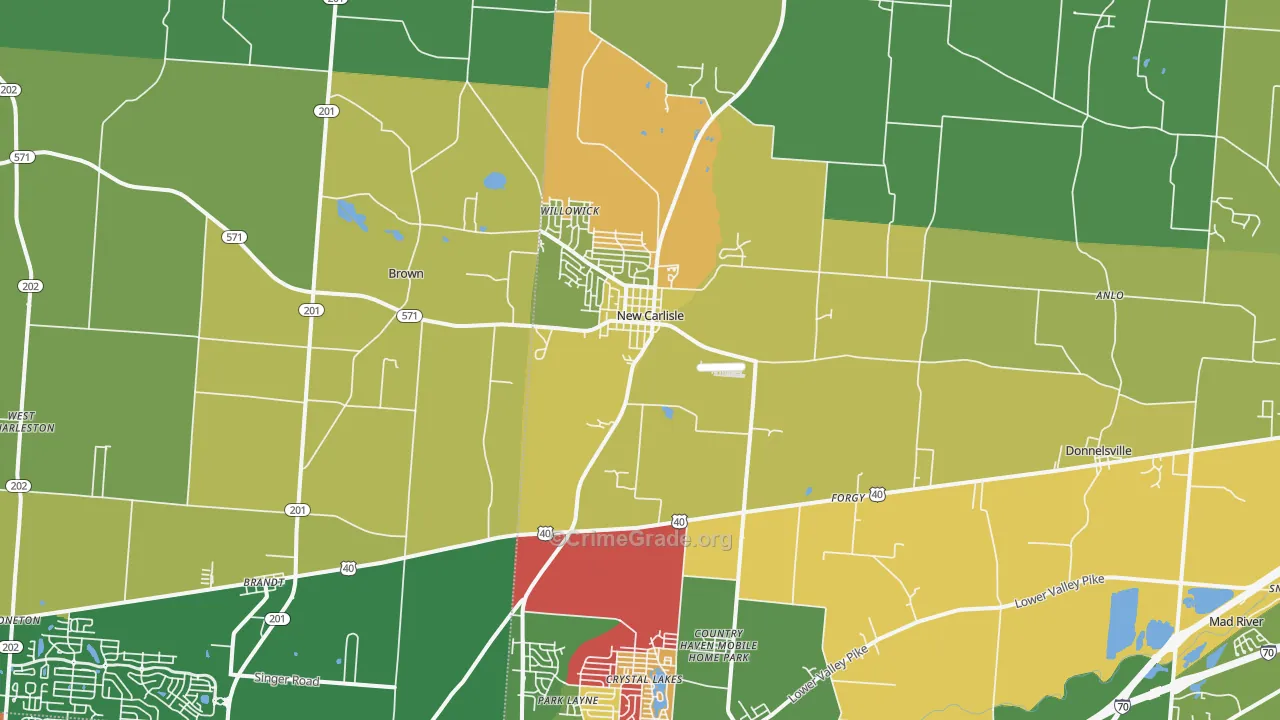 New Carlisle, OH Map of Assault Rates