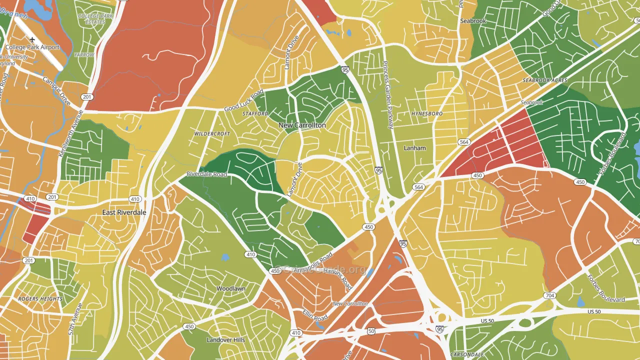 New Carrollton, MD Map of Assault Rates