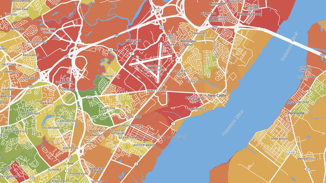 New Castle, DE Map of Assault Rates