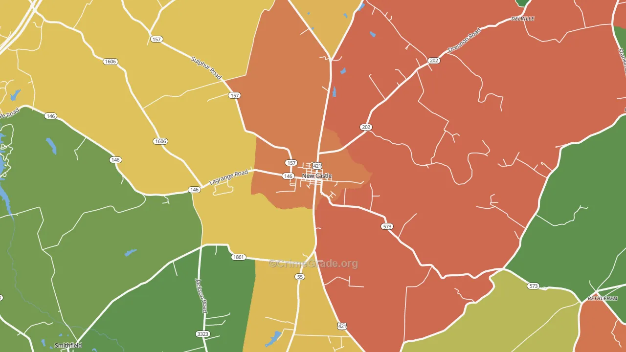 New Castle, KY Map of Assault Rates