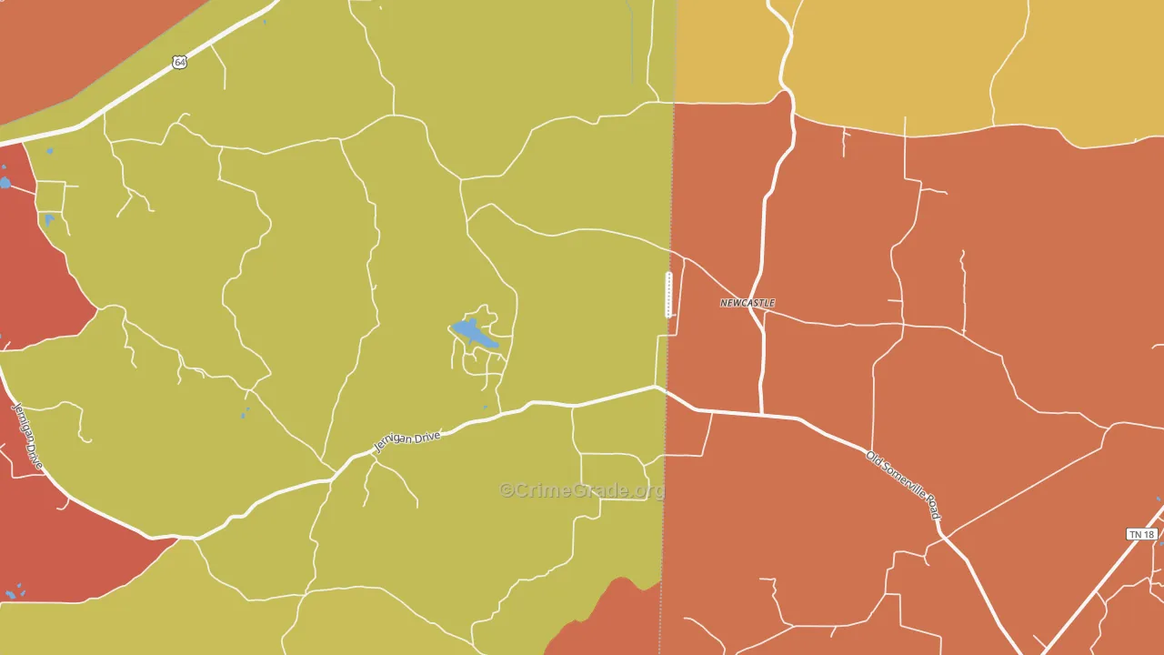 New Castle, TN Map of Assault Rates