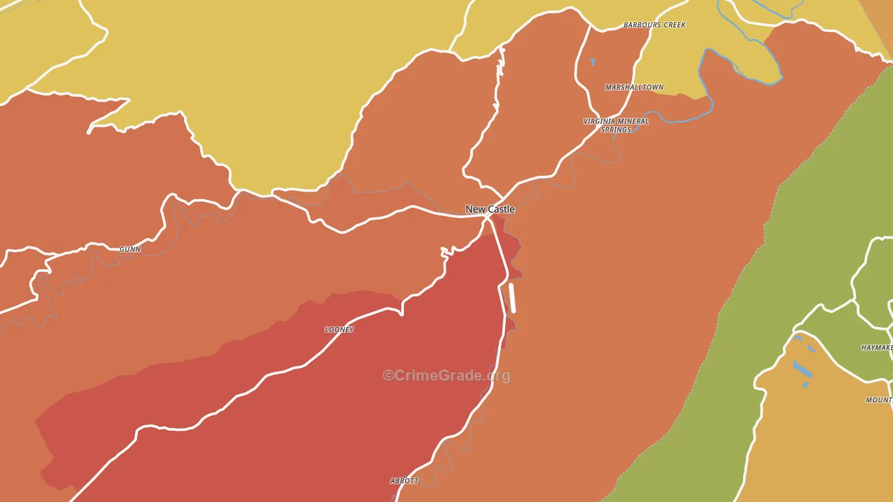 New Castle, VA Map of Assault Rates