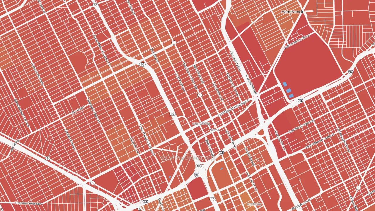 New Center, Detroit, MI Map of Assault Rates