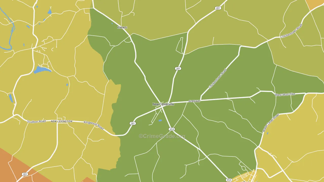 New Centerville, PA Map of Assault Rates