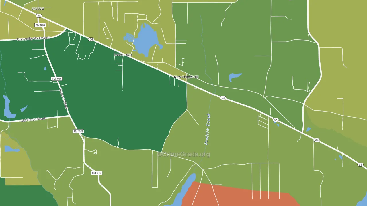 New Chapel Hill, TX Map of Assault Rates