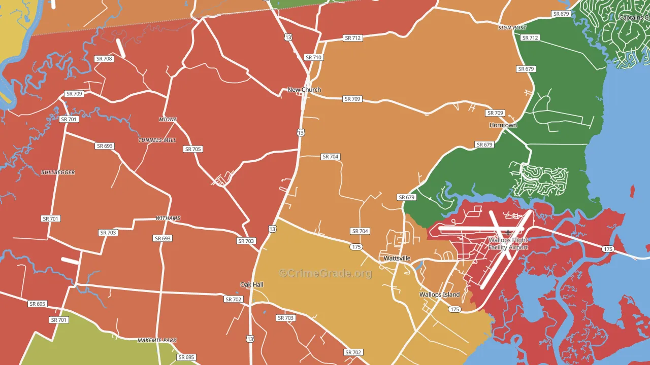 New Church, VA Map of Assault Rates