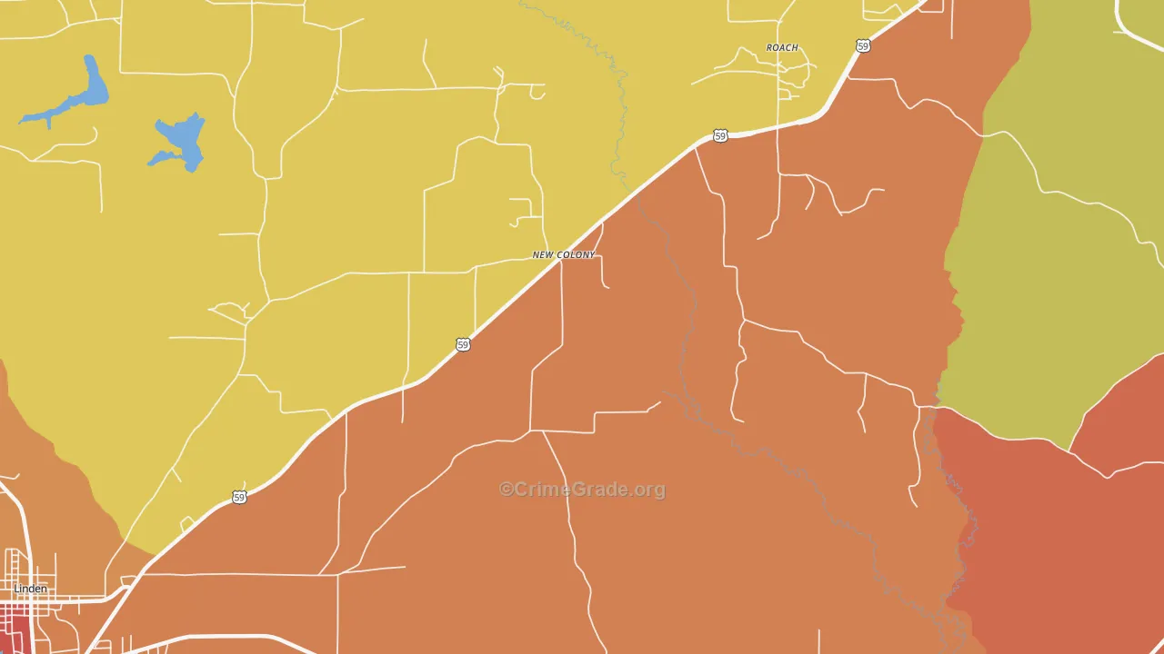 New Colony, TX Map of Assault Rates