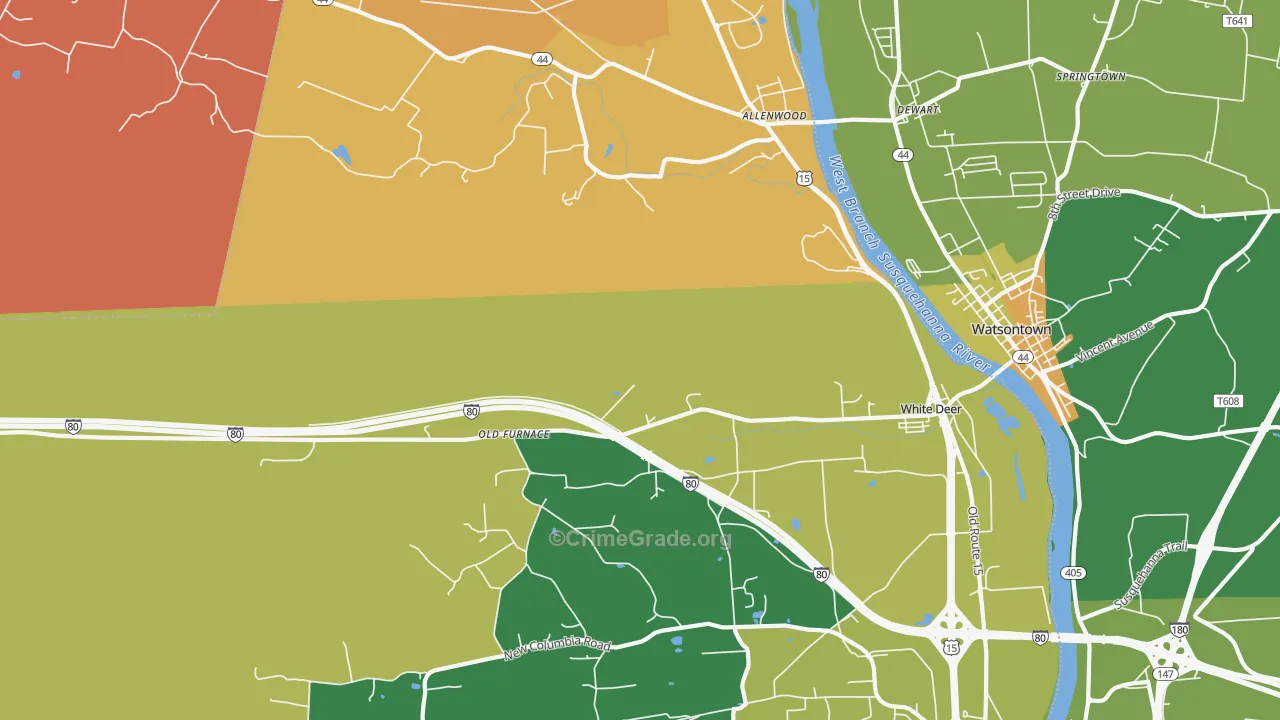 New Columbia, PA Map of Assault Rates