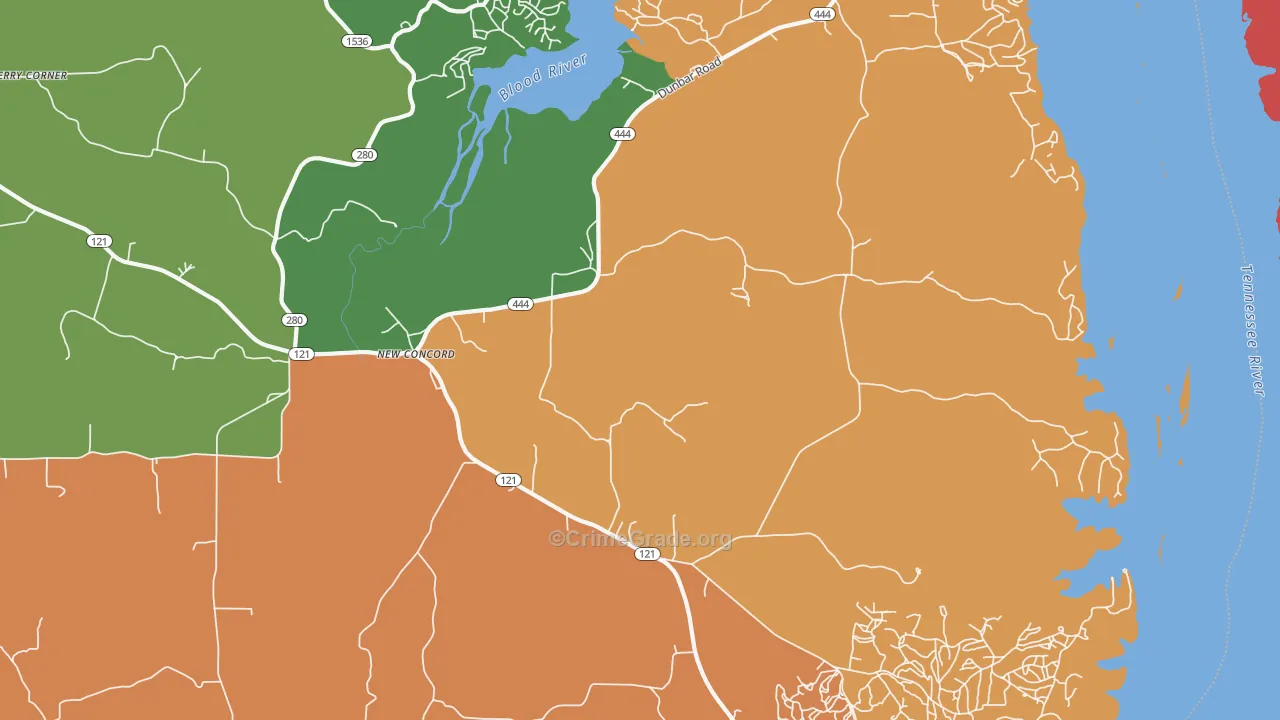New Concord, KY Map of Assault Rates