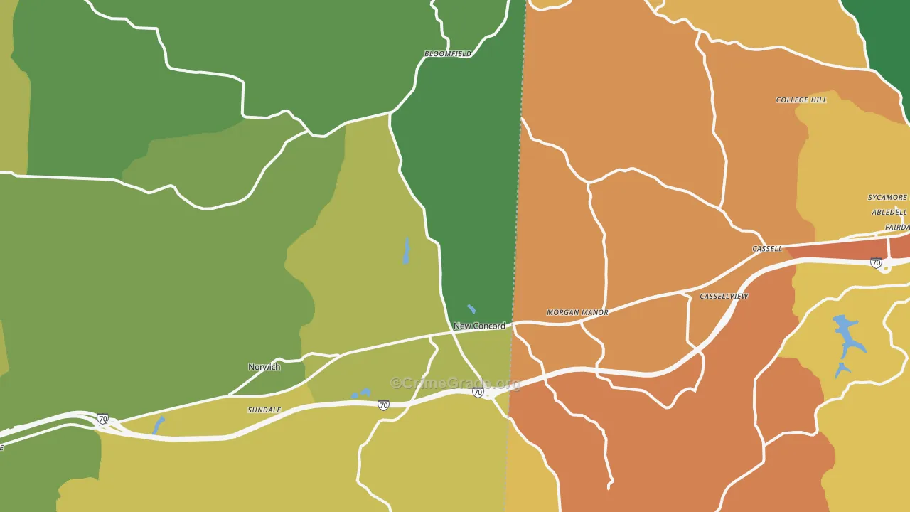 New Concord, OH Map of Assault Rates