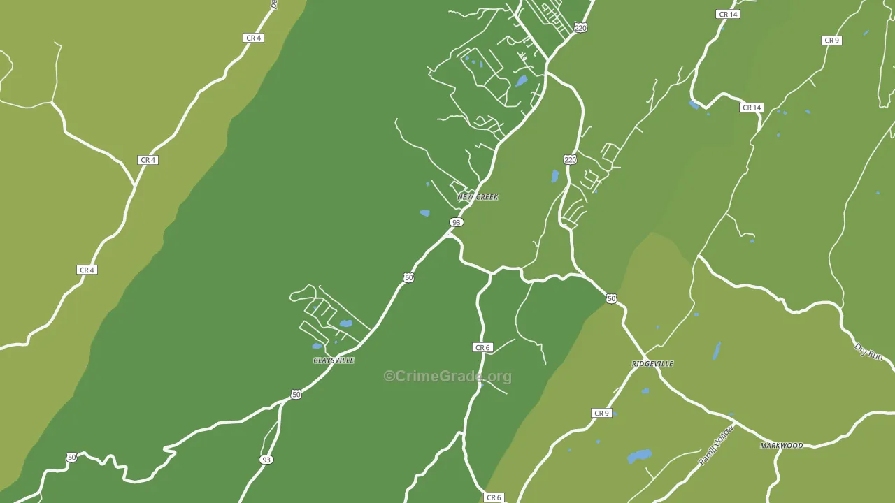 New Creek, WV Map of Assault Rates