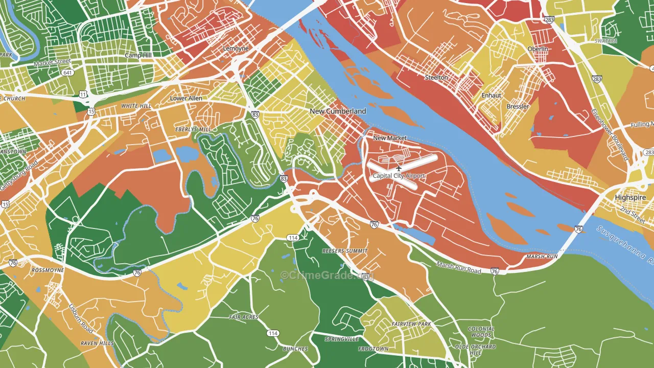 New Cumberland, PA Map of Assault Rates