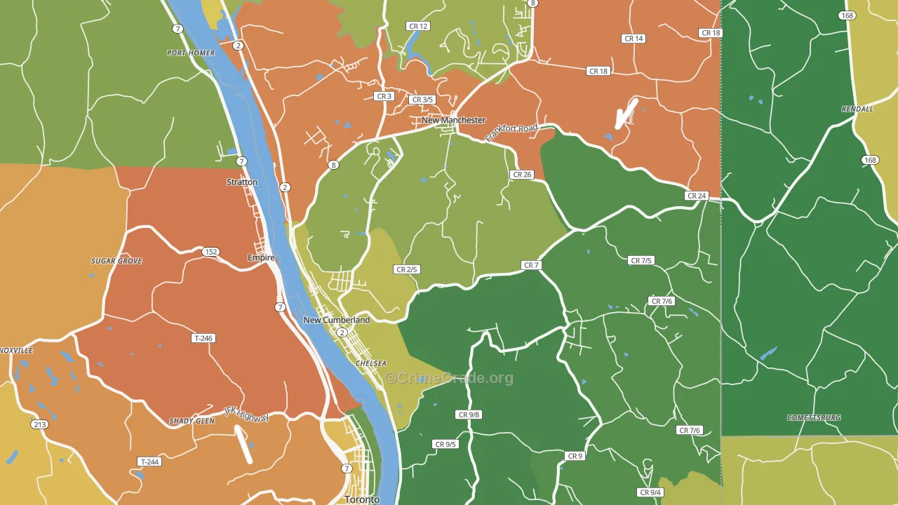 New Cumberland, WV Map of Assault Rates