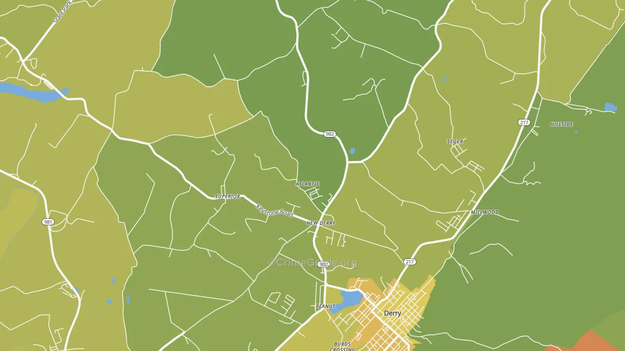 New Derry, PA Map of Assault Rates