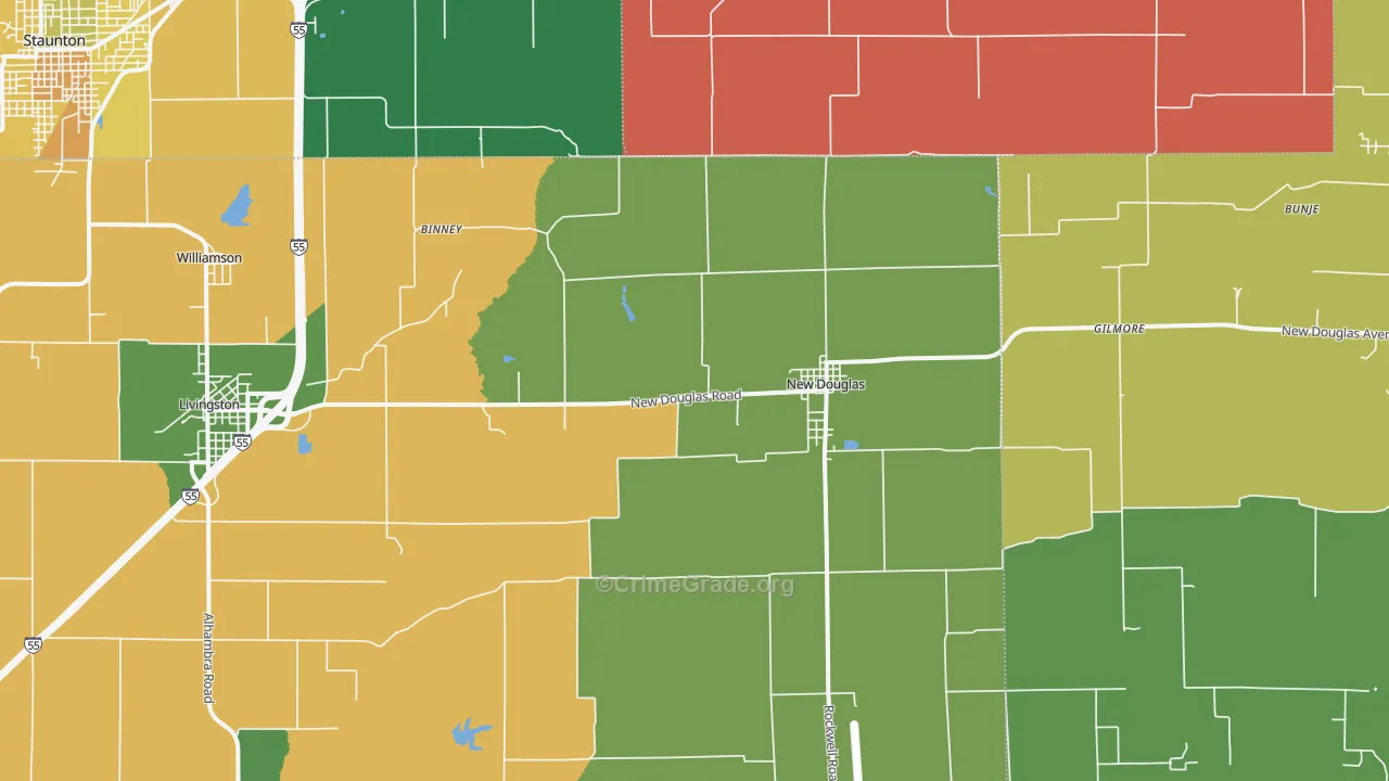 New Douglas, IL Map of Assault Rates