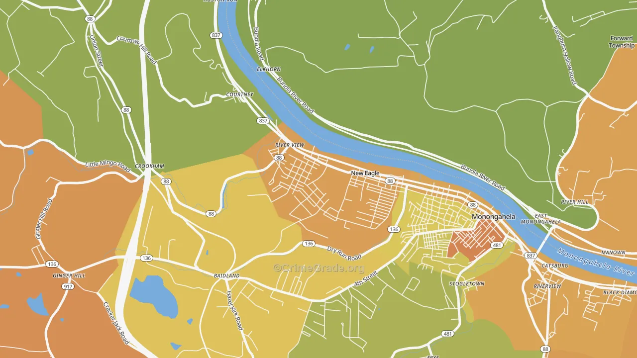 New Eagle, PA Map of Assault Rates