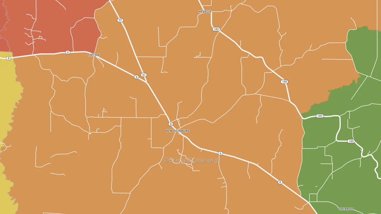 New Edinburg, AR Map of Assault Rates