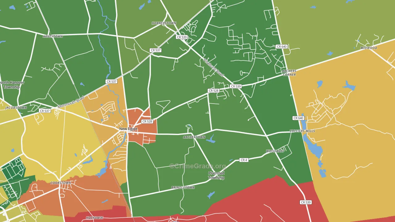 New Egypt, NJ Map of Assault Rates