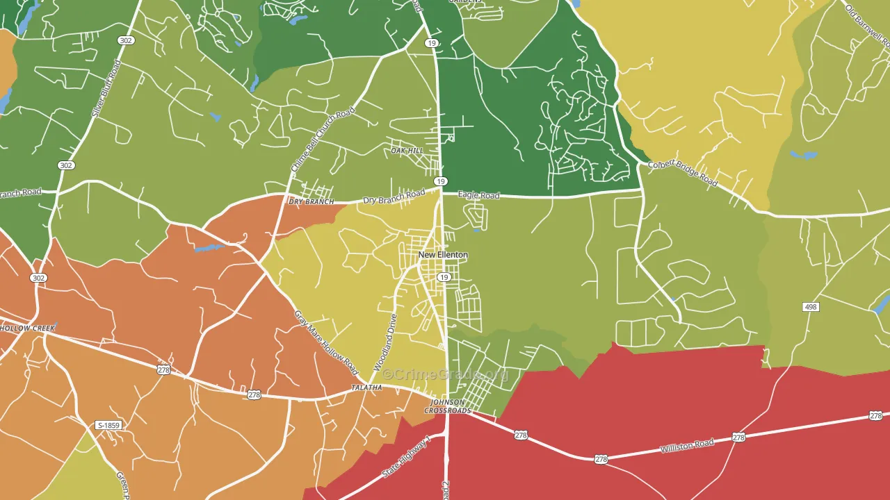 New Ellenton, SC Map of Assault Rates