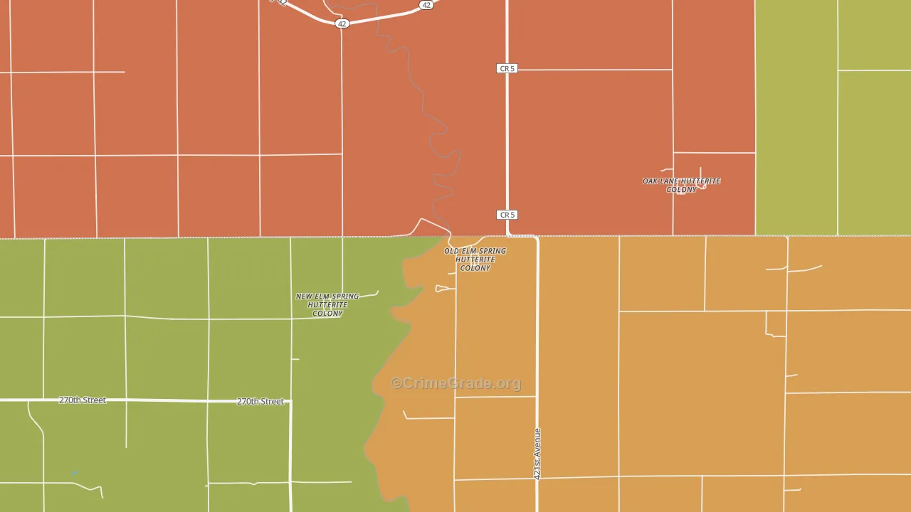 New Elm Springs Colony, SD Map of Assault Rates