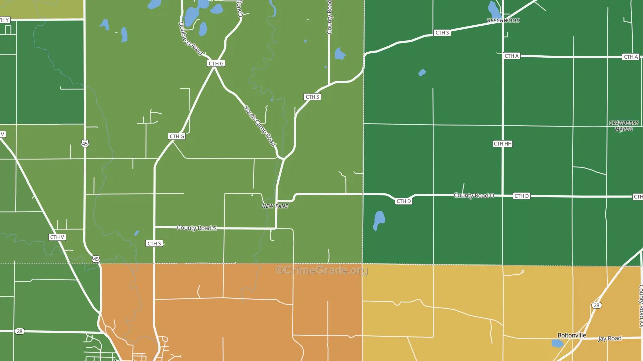 New Fane, WI Map of Assault Rates