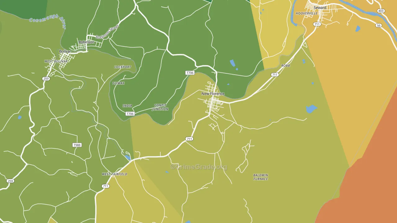 New Florence, PA Map of Assault Rates