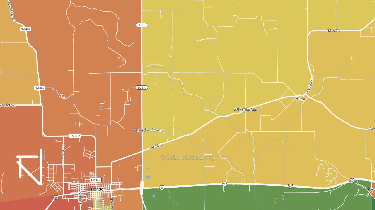 New Fountain, TX Map of Assault Rates