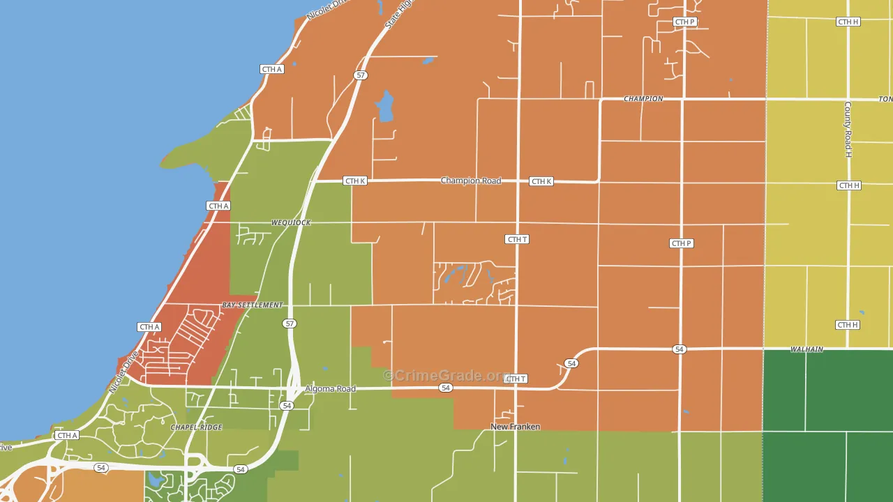 New Franken, WI Map of Assault Rates